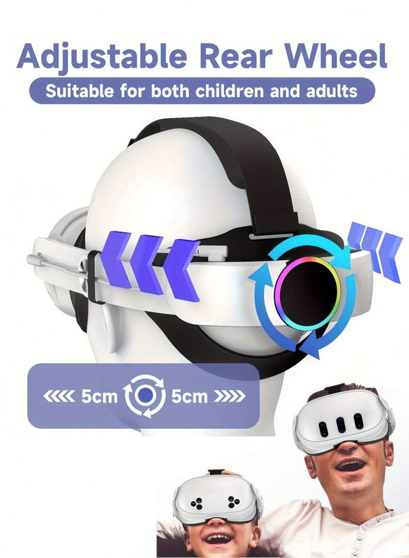 كول رابي حزام رأس مزود بإضاءة RGB وبطارية لأجهزة Meta/Oculus Quest 3/Quest 3S، بطارية بسعة 10000 مللي أمبير توفر 8 ساعات من اللعب المتواصل، شحن سريع، ملحقات بديلة قابلة للتعديل، دعم وتوازن محسّنان في الواقع الافتراضي - Image 5